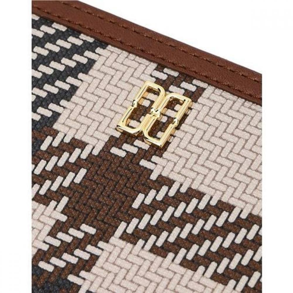 Dcwa4e210w2 [Tartan Check Mix] Brown Tartan Check Leather Color Zipper Wallet