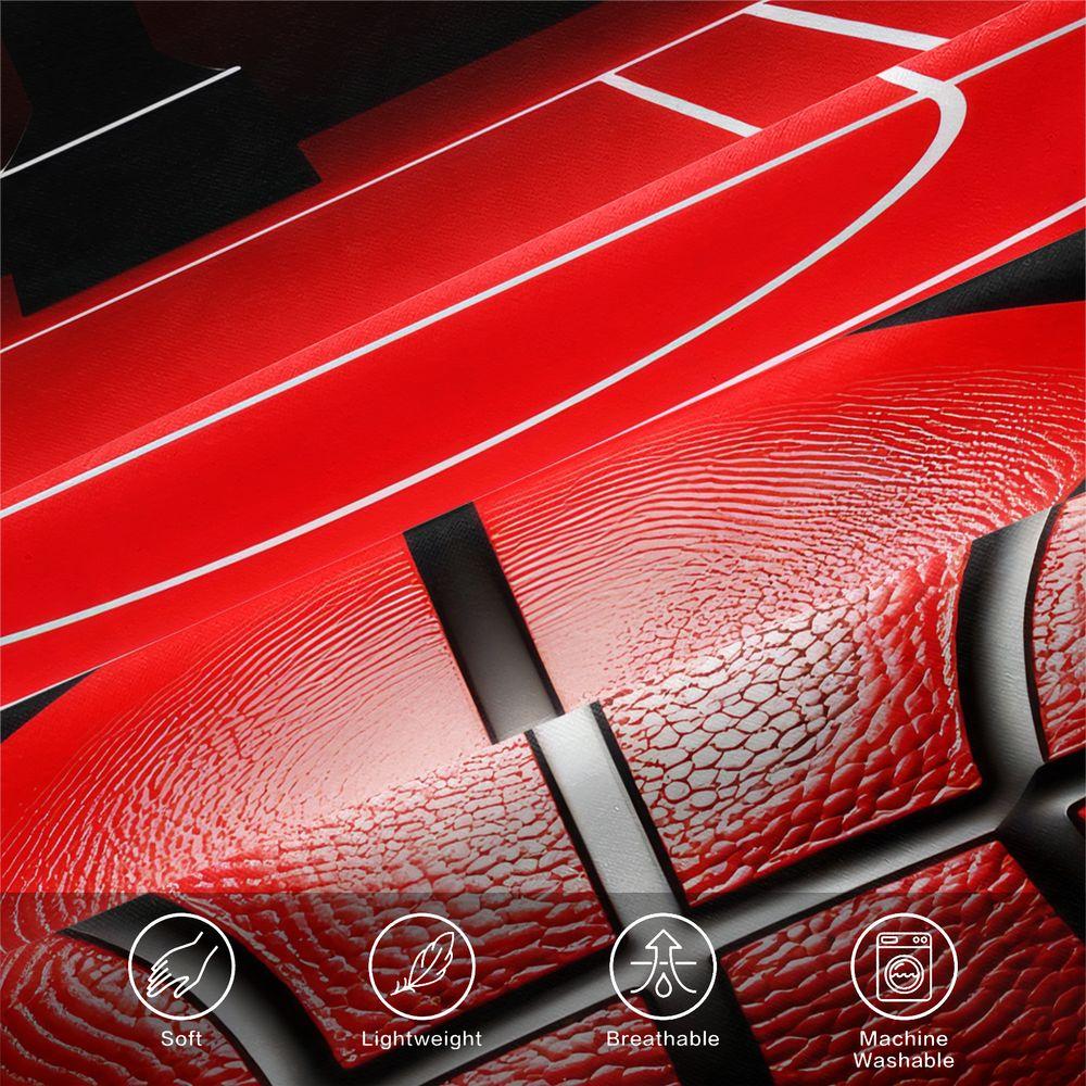 Basketball Sports Duvet Cover Set Red Court Bedding Set Digital Print Microfiber Comforter Cover for Teens Bedroom Home Decor