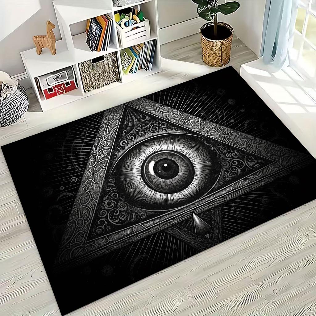 Krásné Vševidoucí oko zednářství Zlé oči Koberec do ložnice obývacího pokoje k pohovce Domácí rohožka Dekor, Dětská hrací protiskluzová podložka na podlahu