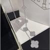 Light Luxury Large Full Diamond Four-leaf Flower Necklace Pendant Long Elegant Super Fairy Jewelry
