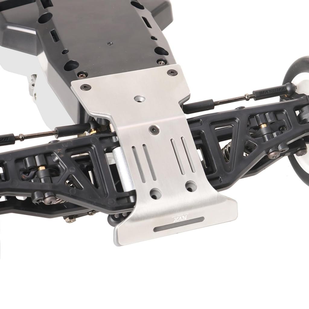 XBERSTAR Chassis Armor Set for Tamiya 1/10 Fighter Nxgen DT-04 RC Car, Front and Rear Stainless Steel Chassis Armor Protection Skid Plates