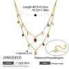 Wonderswan 18K Gold-Plated Stainless Steel Geometric Zircon Double Layer Necklace - Colorful & Luxurious for Women
