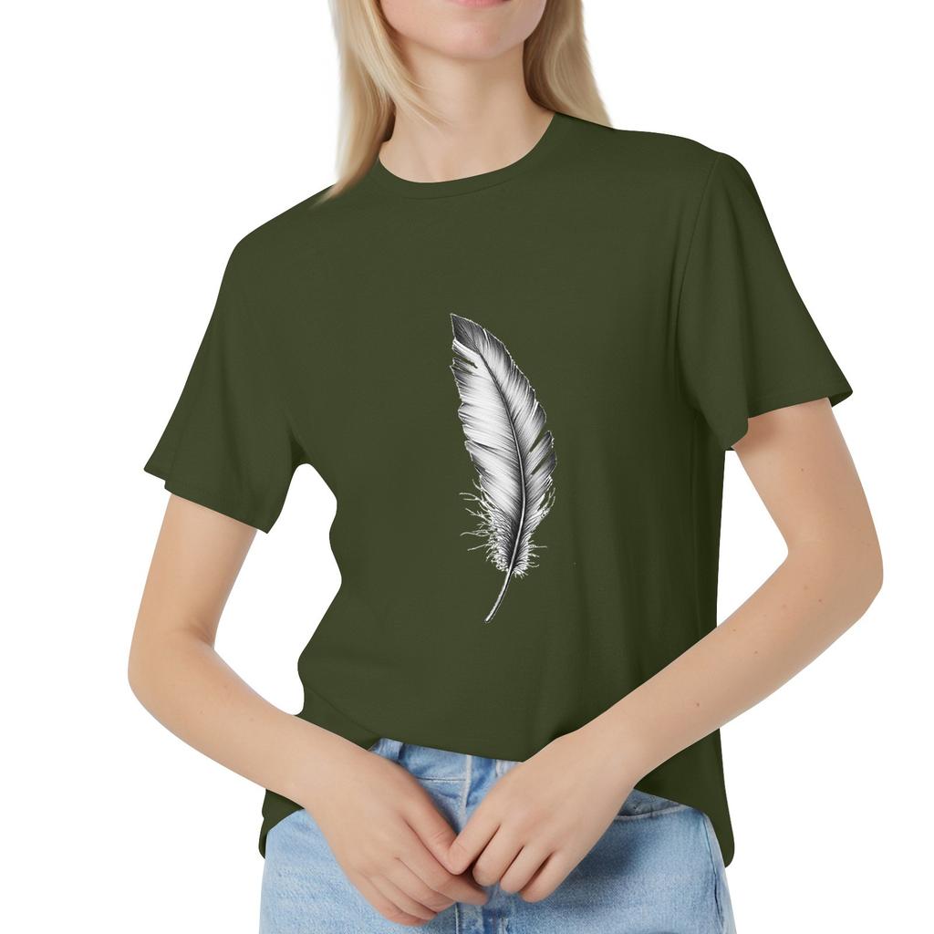 Women's Fashion Casual Printed Short Sleeve Round Neck Pullover Tops