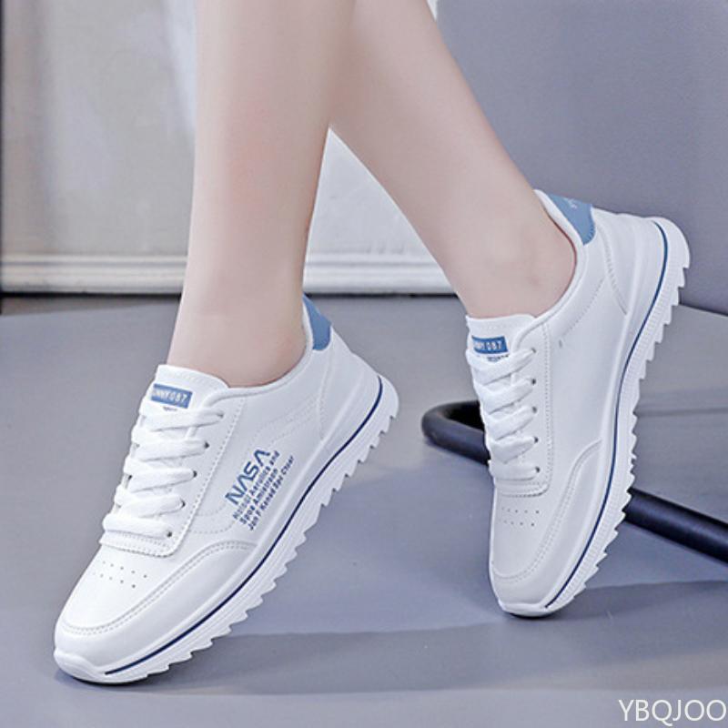 Ladies Breathable White Shoes Outdoor Non Slip Board Shoes Trendy Comfort Running Shoes Women's Lightweight Lace Up Flats Mujer
