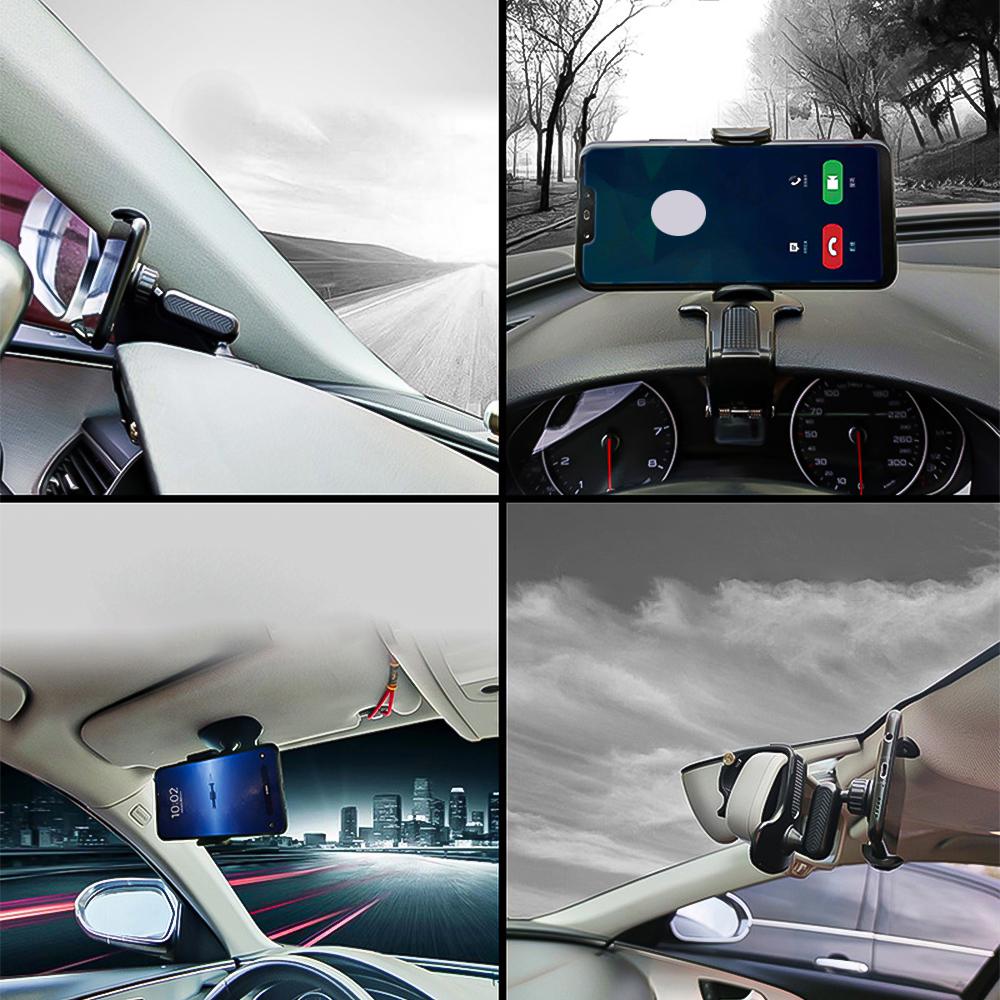Auto Handyhalter Universelle Halterung Einrasten Armaturenbrett Windschutzscheibe Rückspiegel Navigation HUD Clip 360 Grad Drehbar Halterung