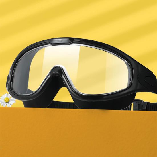 Schwimmbrille, Antibeschlag-UV-Schutz, Weitwinkel-Brille, auslaufsicher, bequeme Passform, Ein-Knopf-Entriegelung, Pool-Brille für Männer, Frauen, Erwachsene, Jugendliche