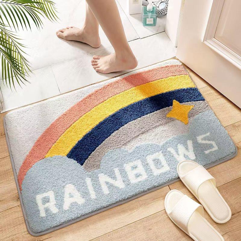 Modern Minimalist Cashmere Skin-friendly Floor Mat, Comfortable and Soft Non-slip Bathroom Floor Mat for Shower Rooms