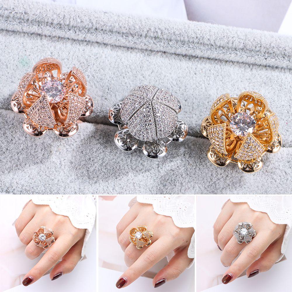 

Кольцо гирлянды из нержавеющей стали циркон вращающееся кольцо полое открытое и закрытое кольцо бутонов полый открытый цветок