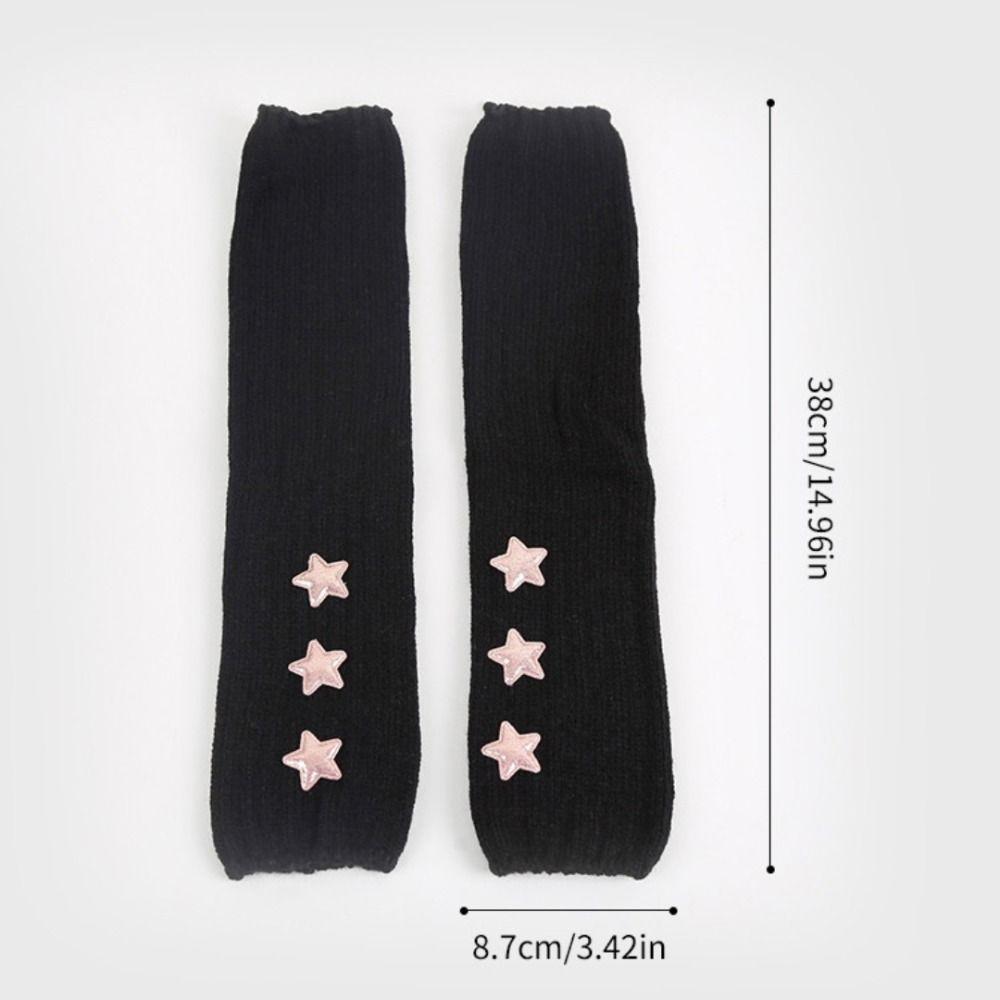 Bow Star Long Wrist Gloves Knitted Fingerless Gloves Trendy Warm Arm Sleeve  JK Accessories