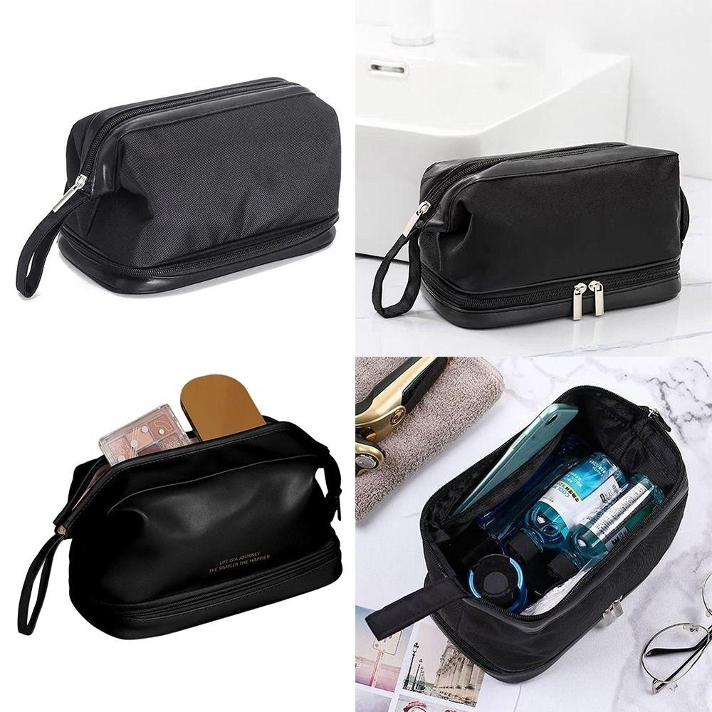 

Nylon PU Cosmetics Organizer Handbag Black Makeup Bag Fashion Mens Toiletry Bag Women Man B