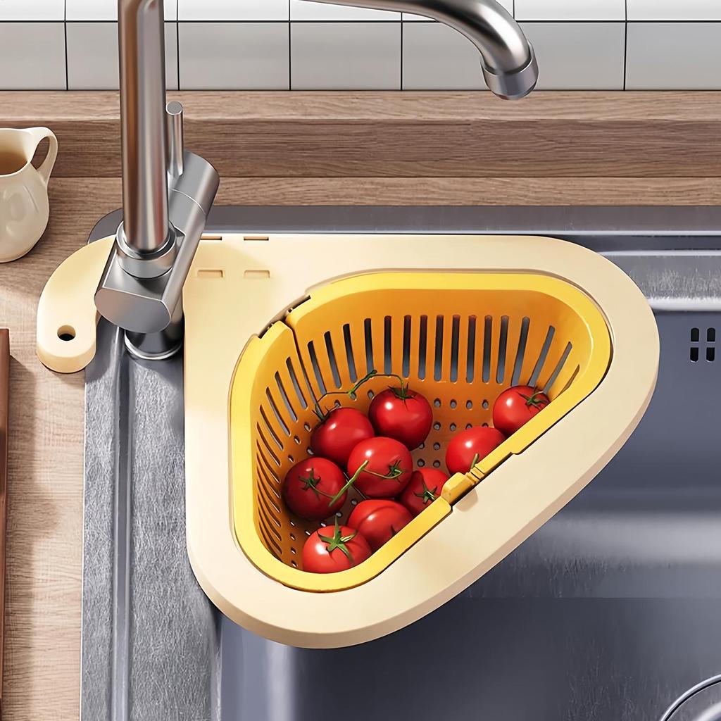 Corner Sink Strainer Drain Press Pouring Food Catcher Kitchen Faucet Strainer Basket for Vegetables Fruits Bar Home Food Prep