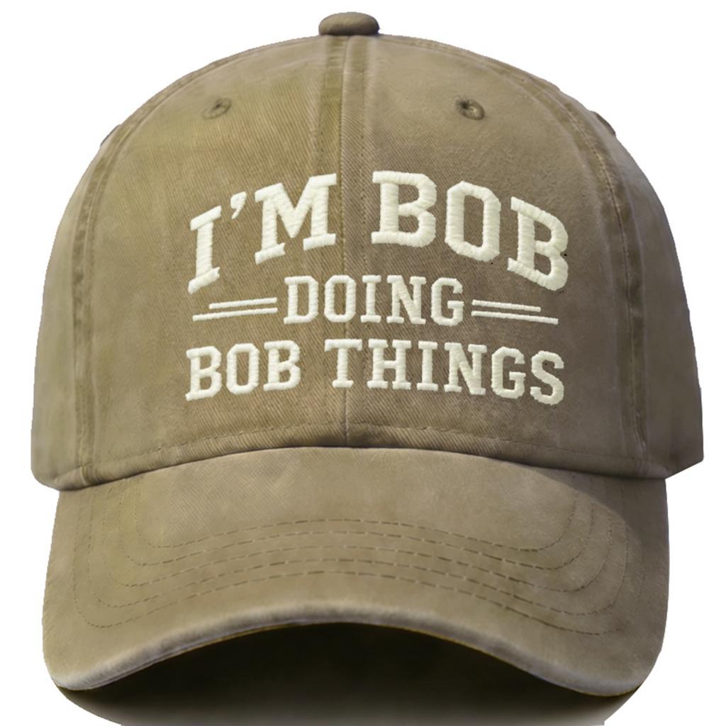 Men's Embroidered Baseball Cap Soft Top Adjustable Strapback Casual Outdoor Hat with Lettering Design Durable Cotton Material