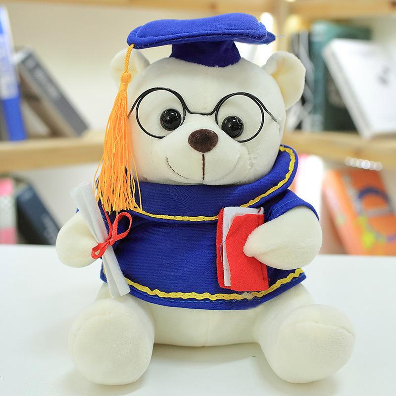 18/23cm Cartoon Lovely Bear Glasses Bear Stuffed Plush Toy Graduation Bear Doll  Kindergarten Gift