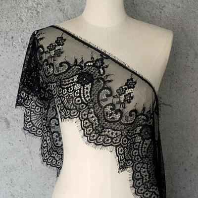 18cm*300cm Eyelashes Lace, 18cm Wide Eyelashes Lace Gauze Embroidered Lace Accessories Dress Skirt Sleeves Decorative Fabric