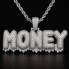 Hip Hop Mens Bubble Font Letter Pendant Necklace With Full CZ Rhinestones Gold Copper Chain
