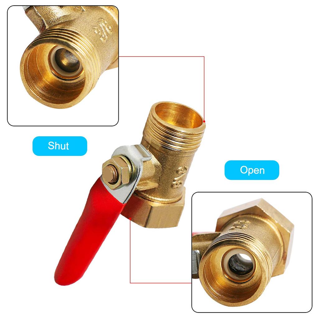 Aopin Ball Valve Brass G 3/8" Female Thread x G 3/8" Male Thread Valve