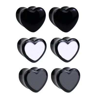 6-50mm Solid Color Ear Tunnels Gauges and Plug Heart-shaped Ear Expander Studs Stretching Body Piercing Jewelry