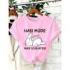 Bunny Is Tired T Shirts Lazy Bunny Graphic Tee Women Casual O Neck Short Sleeve Loose Streetwear Cute Rabbit Print T-Shirt Tops