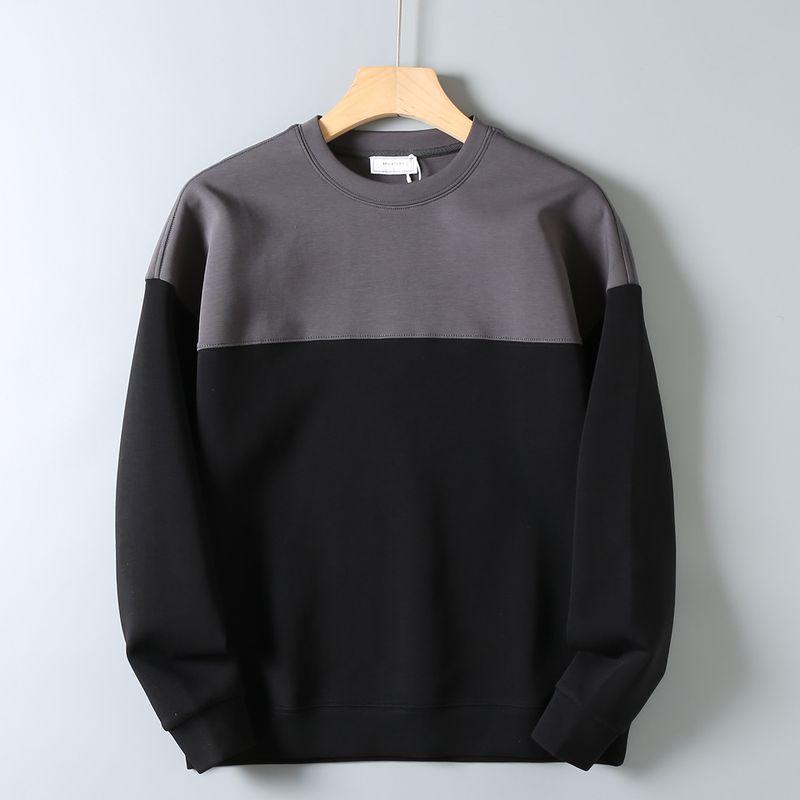 Foreign Trade Surplus Skin-Friendly Air Cotton Sweatshirt for Men, Autumn Fashion Color-Blocking Round Neck Loose Comfortable Wrinkle-Resistant Top