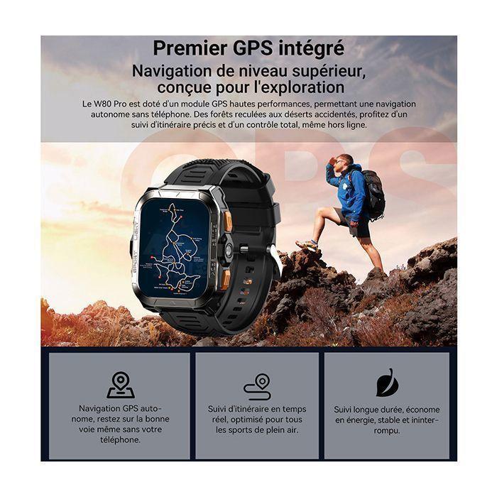 Montre Connectée Homme Femme Blackview W80 Pro Smartwatch Bluetooth 900mAh,1.91" 100 Sports Mode Avec LED Lamp,GPS - Vert