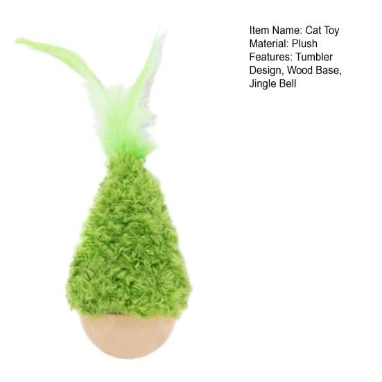 Cat Toy Natural Beech Wood Base Cat Teaser with Feathers Jingle Bell Relieve Boredom Pet Interactive Toy Cat Accessories