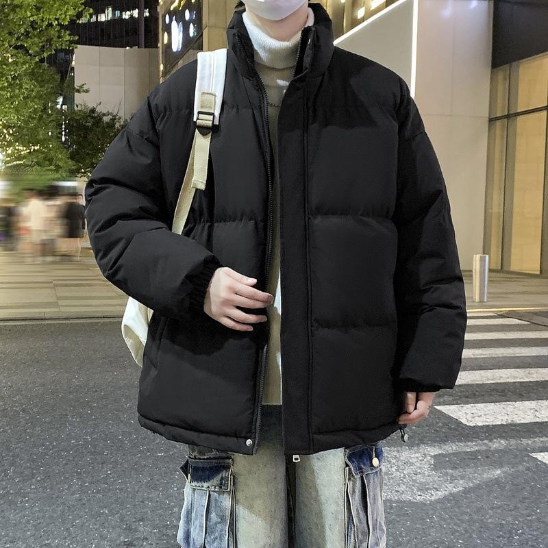 Big Size Cotton Clothing Men and Women Paragraph Winter Thickened Bread Clothing Stand-up Collar Cotton Jacket Loose Thickened Cotton Coat Men