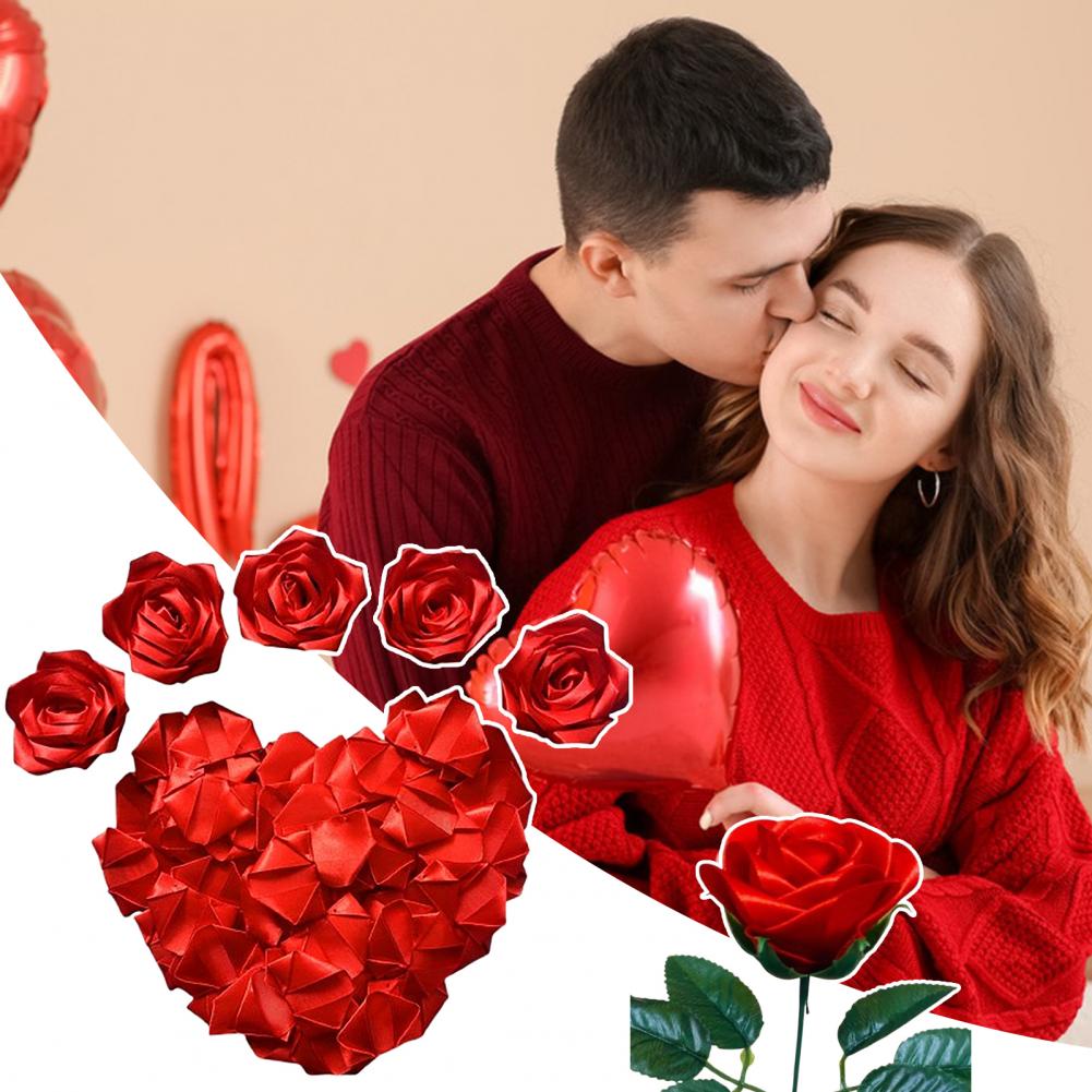 Floral Arrangement Accessories Handmade Satin Flower Petals Eternal Rose Petal Diy Bouquets for Wedding Anniversary Birthday