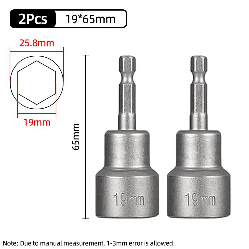 1PC Hex Socket Sleeve Nozzles Strong Magnetic Nut Driver Set Drill Bit Adapter Wind Approved Sleeve Electric 6 8 10 13 17 19MM