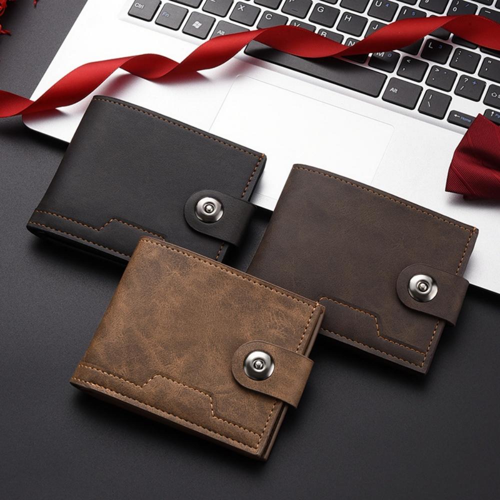 PU Leather Men's Short Wallet Ultra Slim Credit Card Holder Multi Card Case Purse Business Portable 3-fold Youth Fashion Wallet