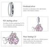 WOSTU Real 925 Sterling Silver Dog Paw Footprint Bead Pink Zircon Bone Charm Fit Original Bracelet Pendant Jewelry