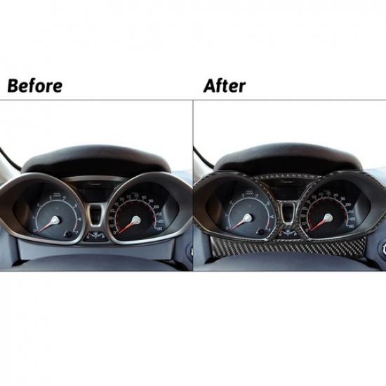 5Pcs Carbon Fiber Interior Speedometer Cover Trim For Ford Fiesta 2011-2015