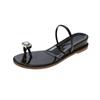 Slippers Women's Summer Wear Mirror Cover Toe Classic Internet Celebrity Rhinestone Cover Toe Flat Bottom Fashion Versatile Slope Heel Beach Sandals
