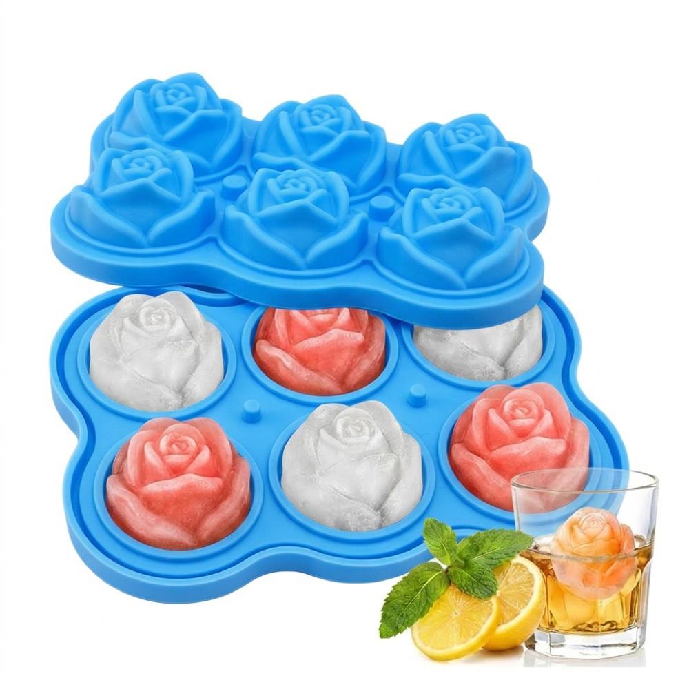 With Lid Silicone Ice Cube Mold Easy Release Ice Making Accessory Rose Ice Cube Tray Party