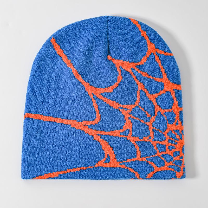 Spider Web Jacquard Knitted Beanie - Unisex Warm Winter Hat, Trendy European & American Style