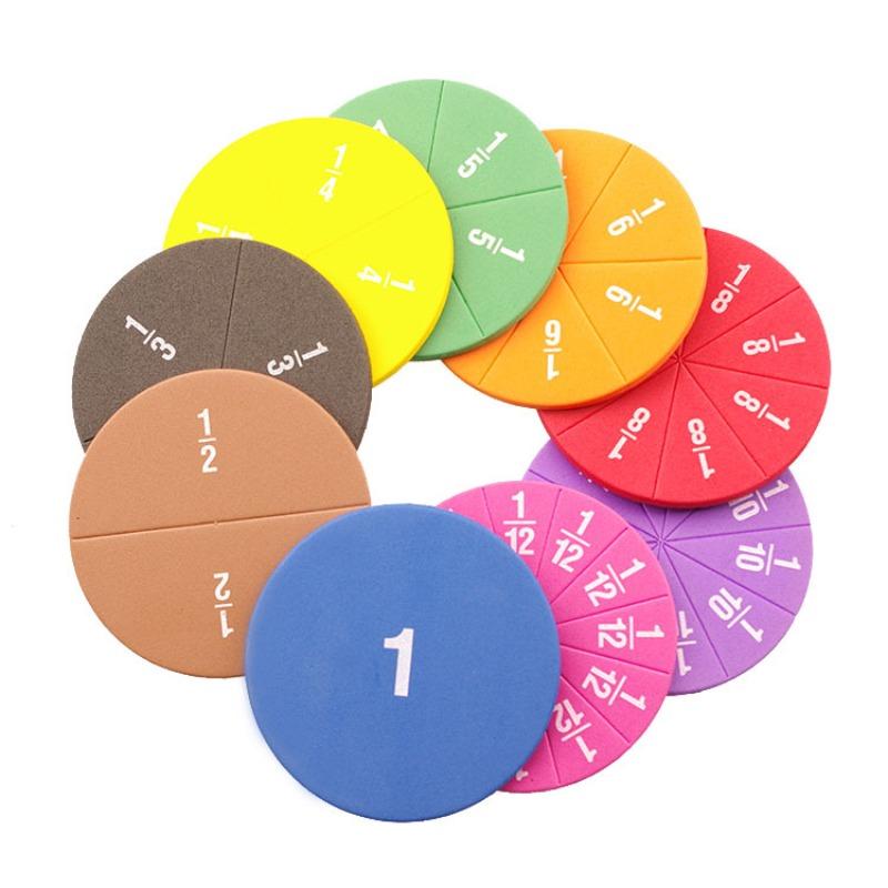

51 Pcs EVA Round Shaped Fractions Instrument Demonstrator Montessori Math Fractional Educational Toys Learning Tool for Children