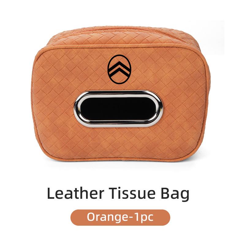

Car Plaid Tissue Holder Leather Tissue Box Seatback Hanging Bag Accessories For Citroen C4 C3 C5 C1 C2 Celysee Cactus Berlingo