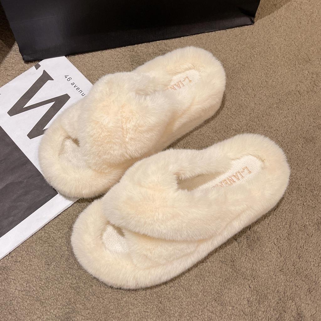 Zhuoyu Mao Mao Slippers Women's New Spring and Autumn Premium Sense External Wear Muffin Thick Bottom Maternity Cotton Slippers