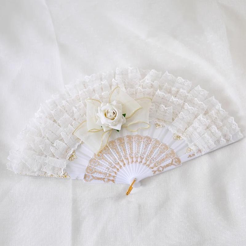 Винтажный кружевной веер Лолита Классический Милый Фея Девушка Темный Готический Веер с Розами Аксессуар белый