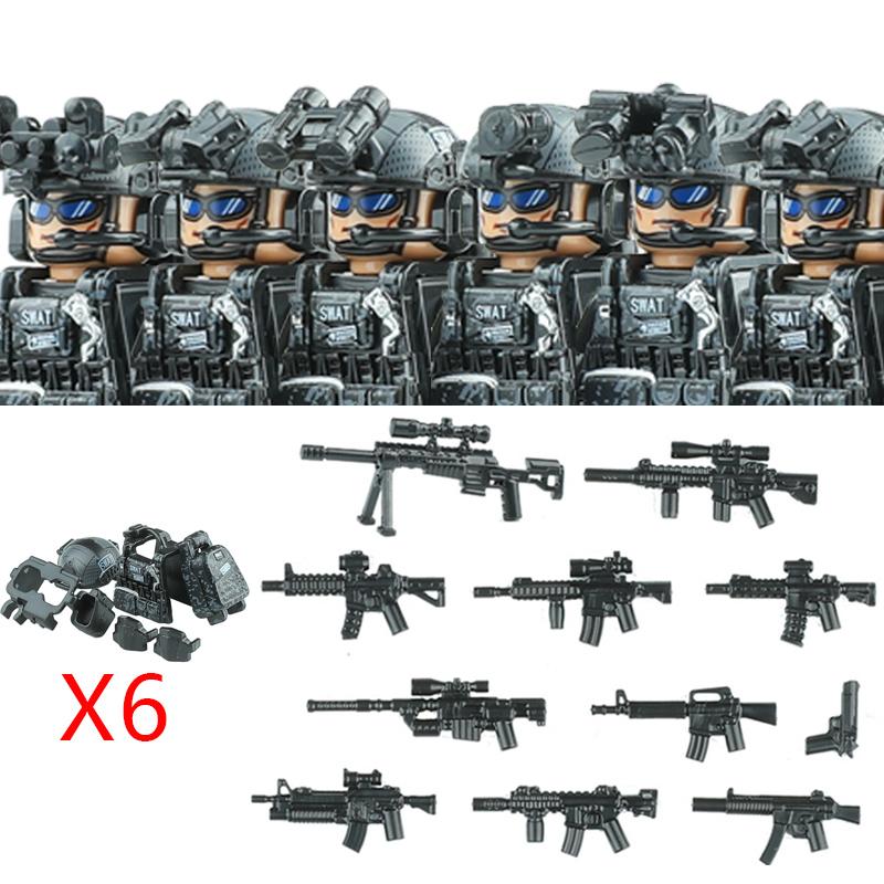 Militär Spezialkräfte Serie Bausteine Stadt Polizei Kommando SWAT Armee Soldat Figur Gasmaske Waffen Steine Spielzeug