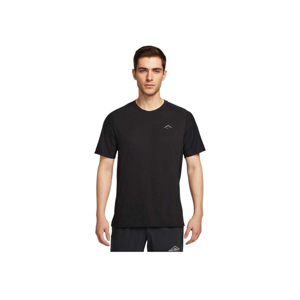 Nike Dri-FIT Trail Solar Chase ADV Logo Corsa Confortevole Versatile Manica Corta Traspirante Maglietta Uomo Top Nero Summit-White HJ3581-010