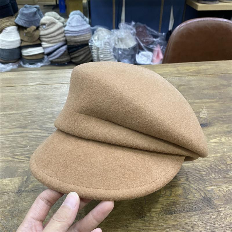 Yejapan Zimní Vlna Jednobarevný Skládací Volnočasový Dámský Osmihranný Klobouk Dámská Kšiltovka