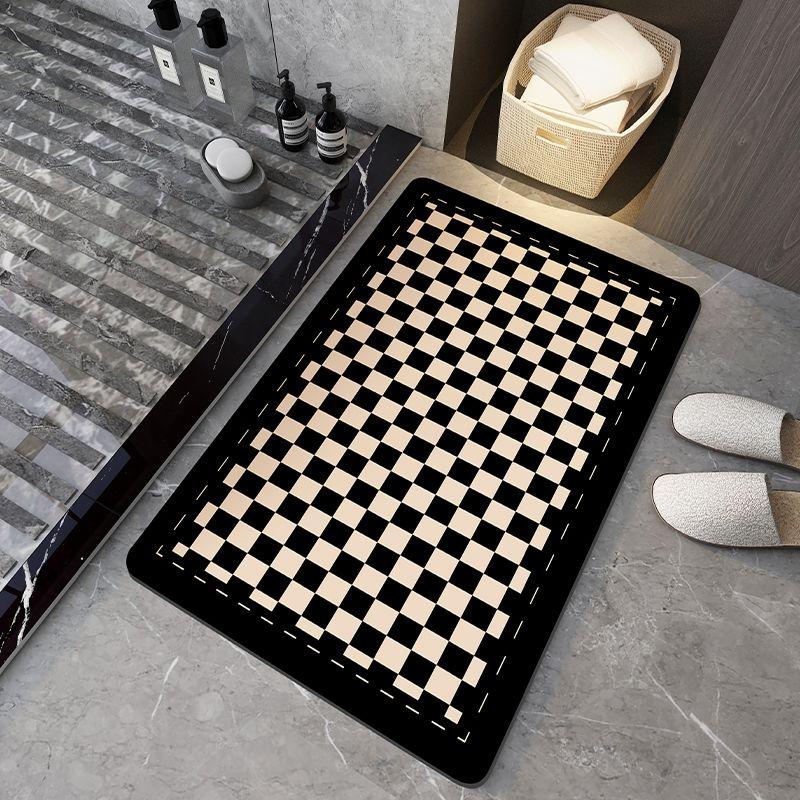 Chessboard Bathroom Diatom Mud Suction Toilet Door Non-slip Quick-drying Foot Pad