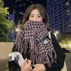 Womens Oversized Plaid Scarf Winter Warm Knit Shawl Students Couples Casual Layering Accessory