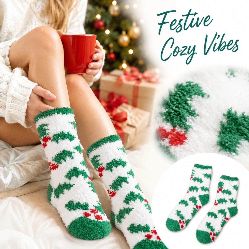 Women's Christmas Mid-Calf Socks with Christmas Tree Pattern, Festive Holiday Socks for Women, Novelty Winter Sock for Daily Wear and Gift Exchange