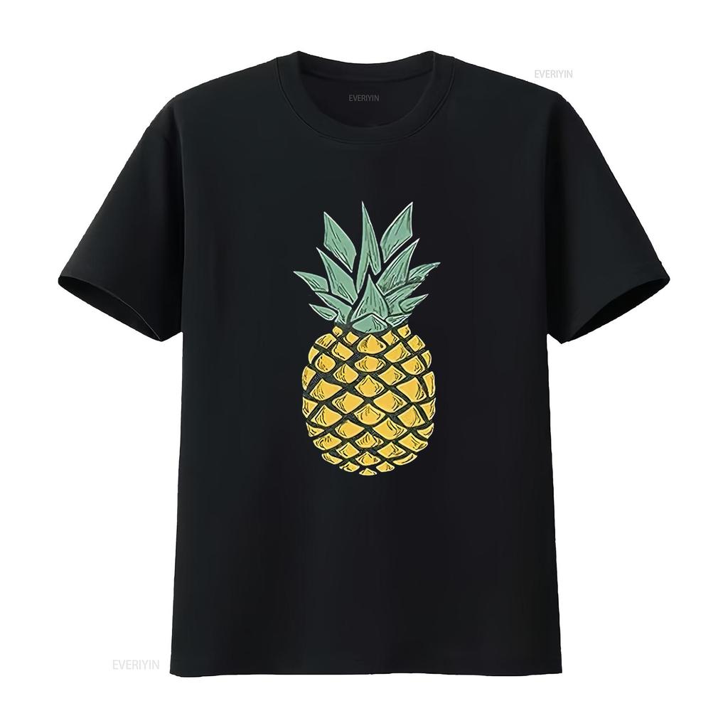 Womens Pineapple T Shirt Cute S Summer Vacation  Cotton Aloha Black Vintage Washed Fashion Versatile Stretched Stylish Homme