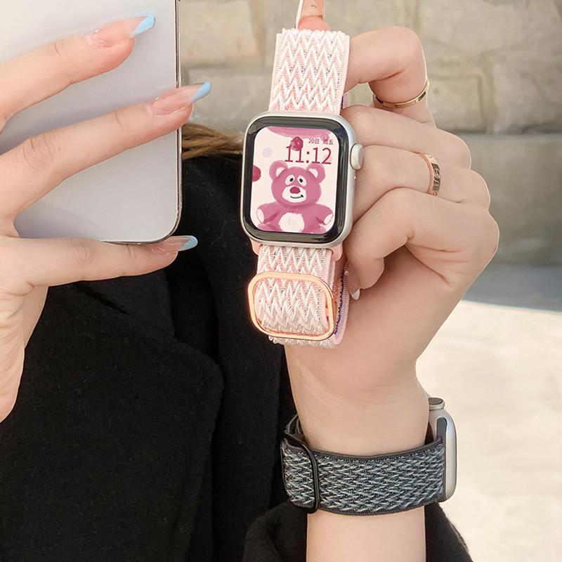 Elastische Nylonband voor Apple watch 10 band 44mm 40mm 49mm 45mm 41mm 46mm correas armband iWatch serie 3 5 6 se 7 8 9 ultra 2