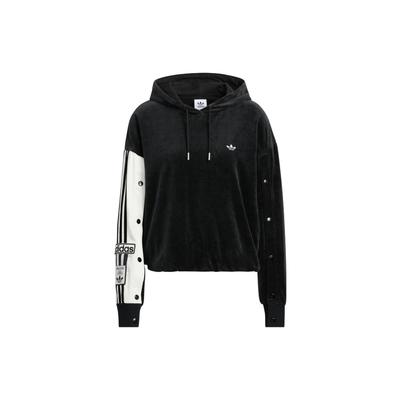 Originals Koniczynka Fw22 Bluza z kapturem z nadrukiem logo w paski Damskie topy Czarny IC8140