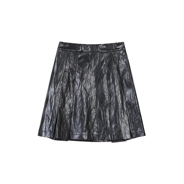 Wrap (Set-Bottoms) Leather Pleated Skirt Aq1Ls261