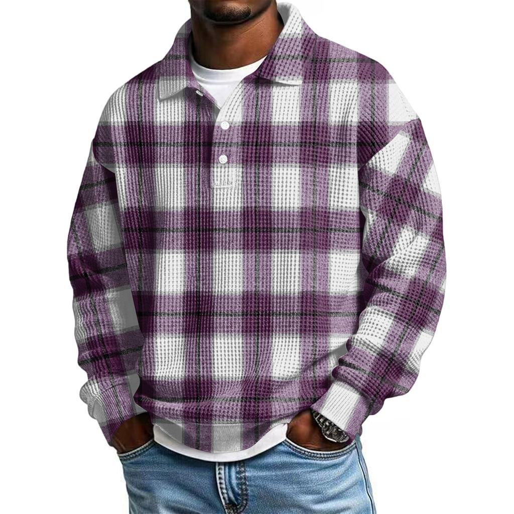 Men Casual Button Down Shirt Golf Pullover V Neck Stand Collar Fashion Fall Sweatshirt