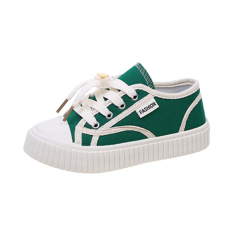 

[Spring Autumn Chunky Checkerboard Canvas Shoes for Kids Boys Girls Casual Loafers Sneakers] size 37 зелений